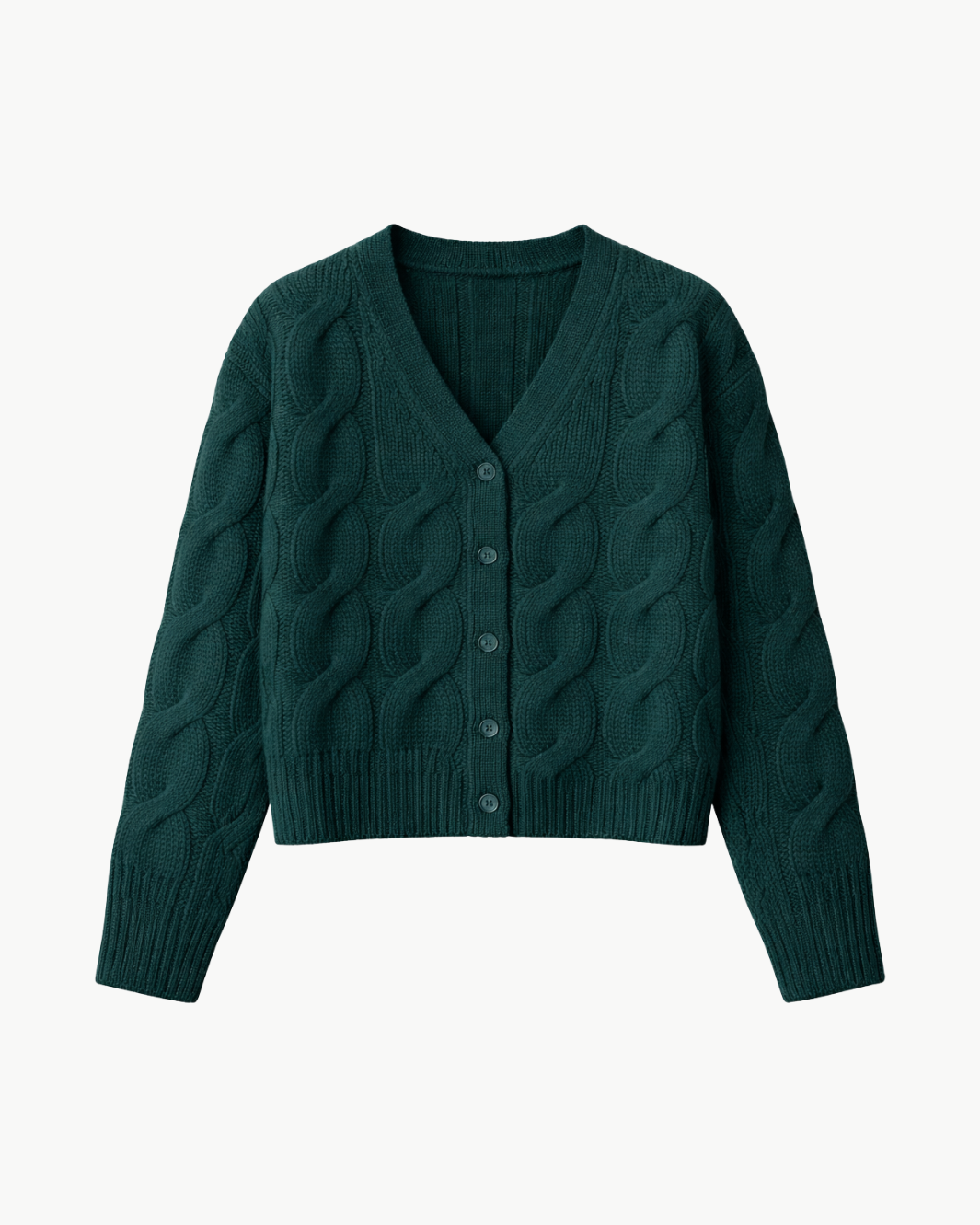 JOLIE V-NECK CROPPED CASHMERE CABLE KNIT CARDIGAN