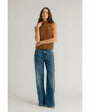 SALVIA SLEEVELESS CASHMERE CABLE TURTLENECK IN TOBACCO - Romi Boutique