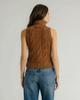 SALVIA SLEEVELESS CASHMERE CABLE TURTLENECK IN TOBACCO - Romi Boutique