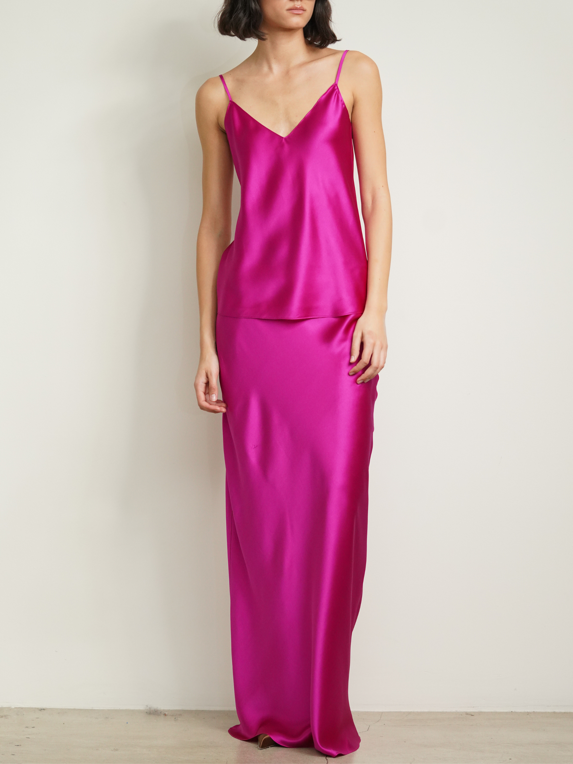 GLORIA V-NECK SILK CAMI IN MAGENTA by Sablyn - Romi Boutique