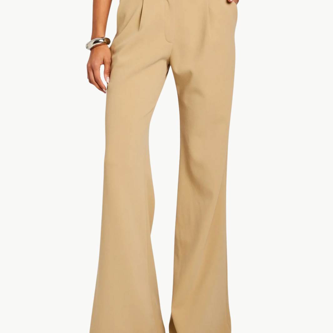 PIN TUCK PALAZZO PANTS IN CAMEL by SANS FAFF - Romi Boutique