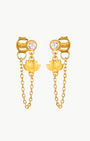 ARISING LOTUS WHITE TOPAZ CHAIN STUD EARRINGS by Satya Jewelry - Romi Boutique