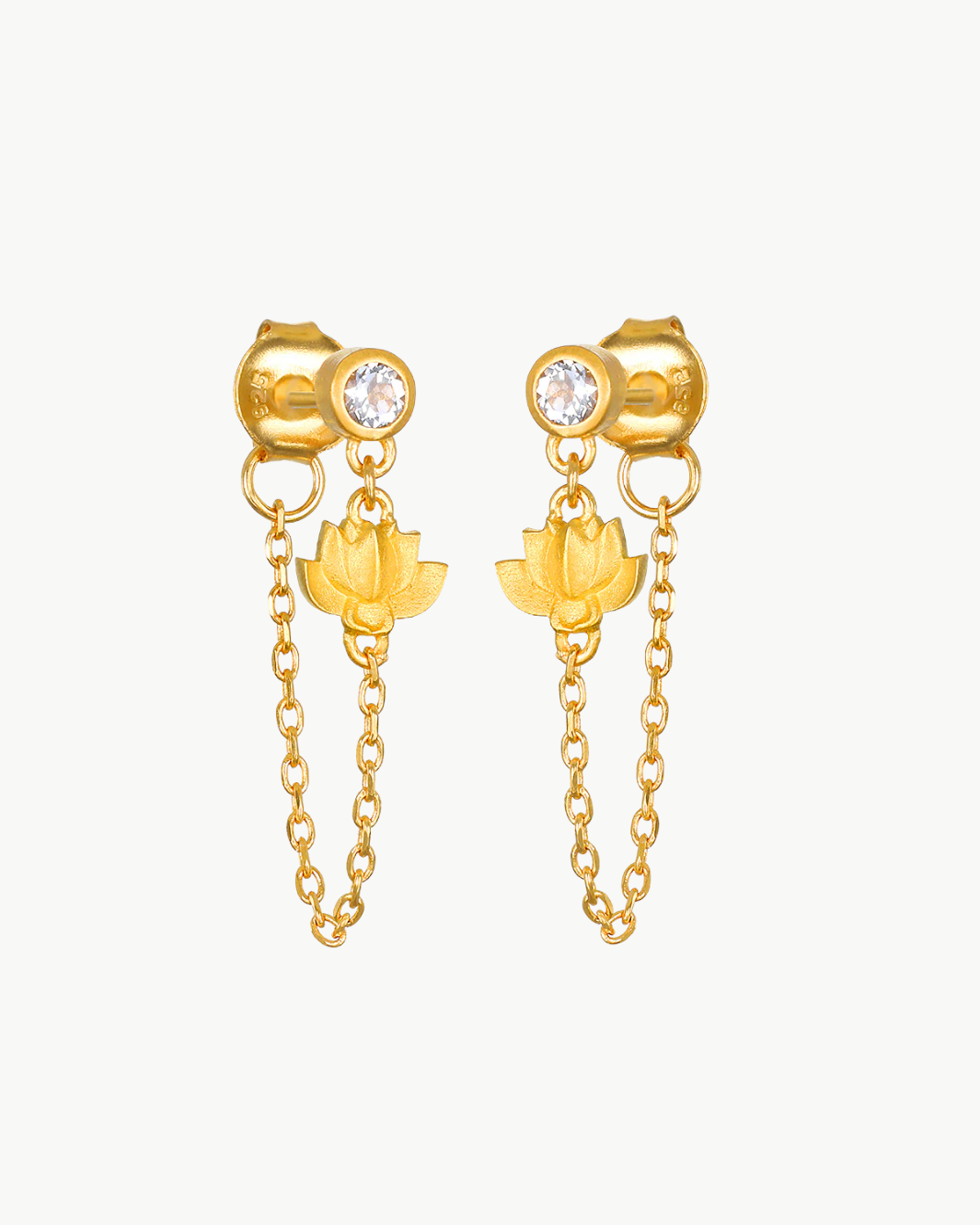 ARISING LOTUS WHITE TOPAZ CHAIN STUD EARRINGS by Satya Jewelry - Romi Boutique