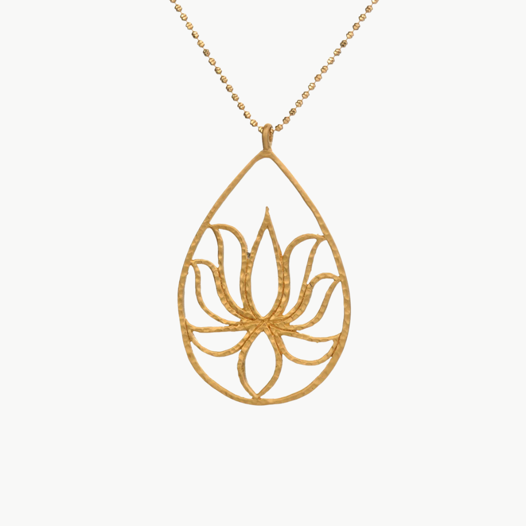 TEARDROP LOTUS GOLD NECKLACE by Satya Jewelry - Romi Boutique