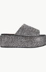 METALLIC RAFFIA CLOUDY PLATFORM IN BLACK/SILVER - Romi Boutique