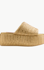 METALLIC RAFFIA CLOUDY PLATFORM IN GOLD/NATURAL - Romi Boutique