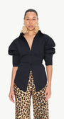 LOCH POPLIN BUTTON UP IN BLACK - Romi Boutique
