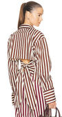 LOCH POPLIN BUTTON UP IN CHOCO BROWN/CREAM - Romi Boutique
