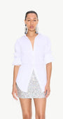 LOCH POPLIN BUTTON UP IN MACADAMIA - Romi Boutique