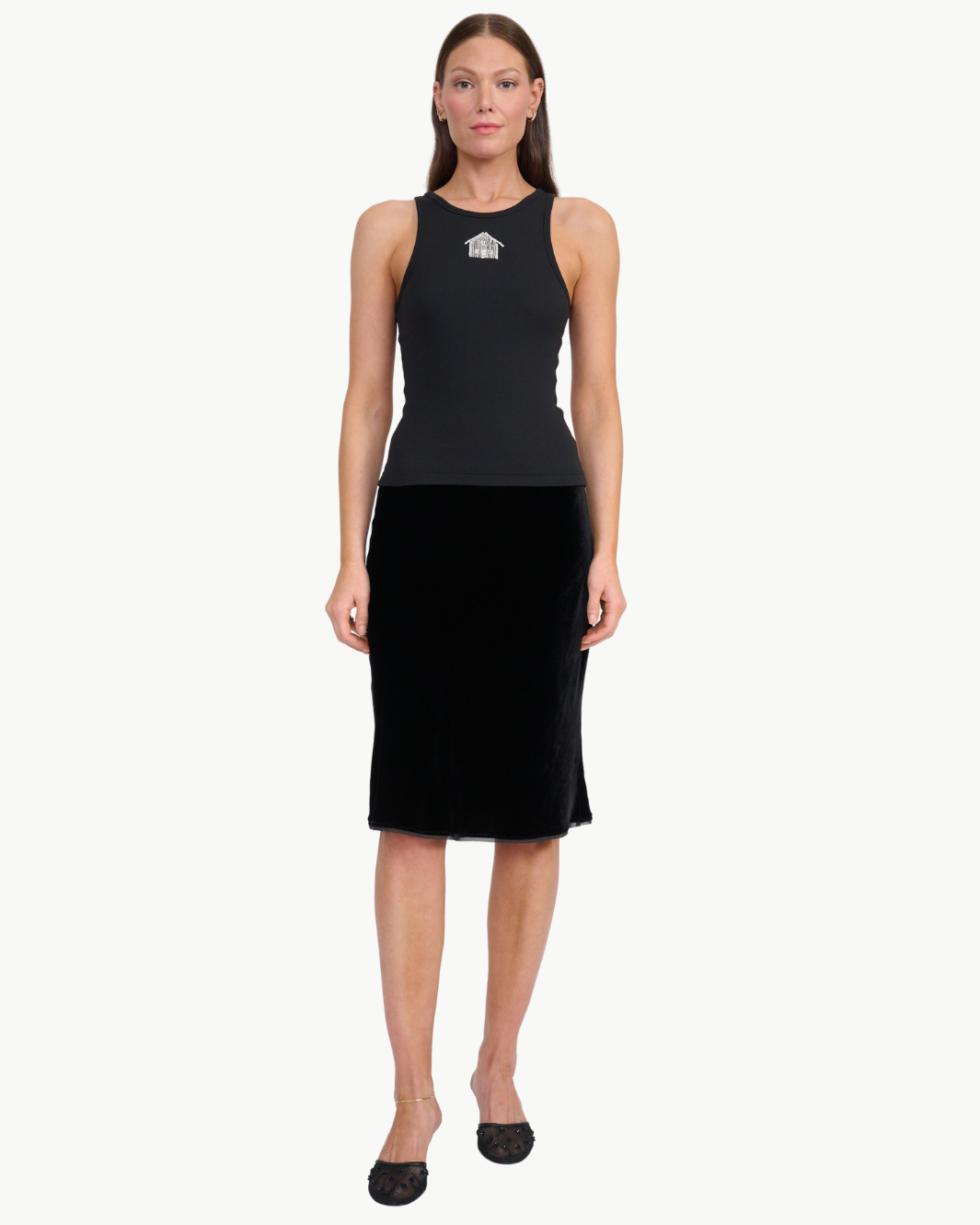 Staud Luciana Velvet Skirt at Romi Boutique