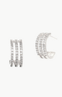 THREE STRAND PAVE OPEN HOOP EARRINGS IN CLEAR by TAI - Romi Boutique