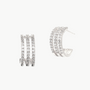 THREE STRAND PAVE OPEN HOOP EARRINGS IN CLEAR by TAI - Romi Boutique