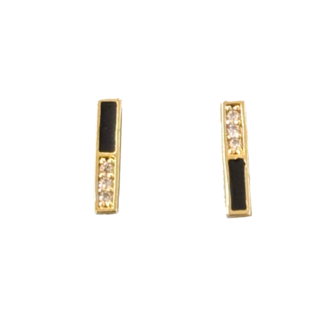 STICK ENAMEL STUDS IN BLACK by TAI - Romi Boutique
