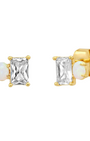 CZ AND OPAL SIMPLE STUD EARRING IN CLEAR - Romi Boutique