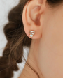 CZ AND OPAL SIMPLE STUD EARRING IN CLEAR by TAI - Romi Boutique