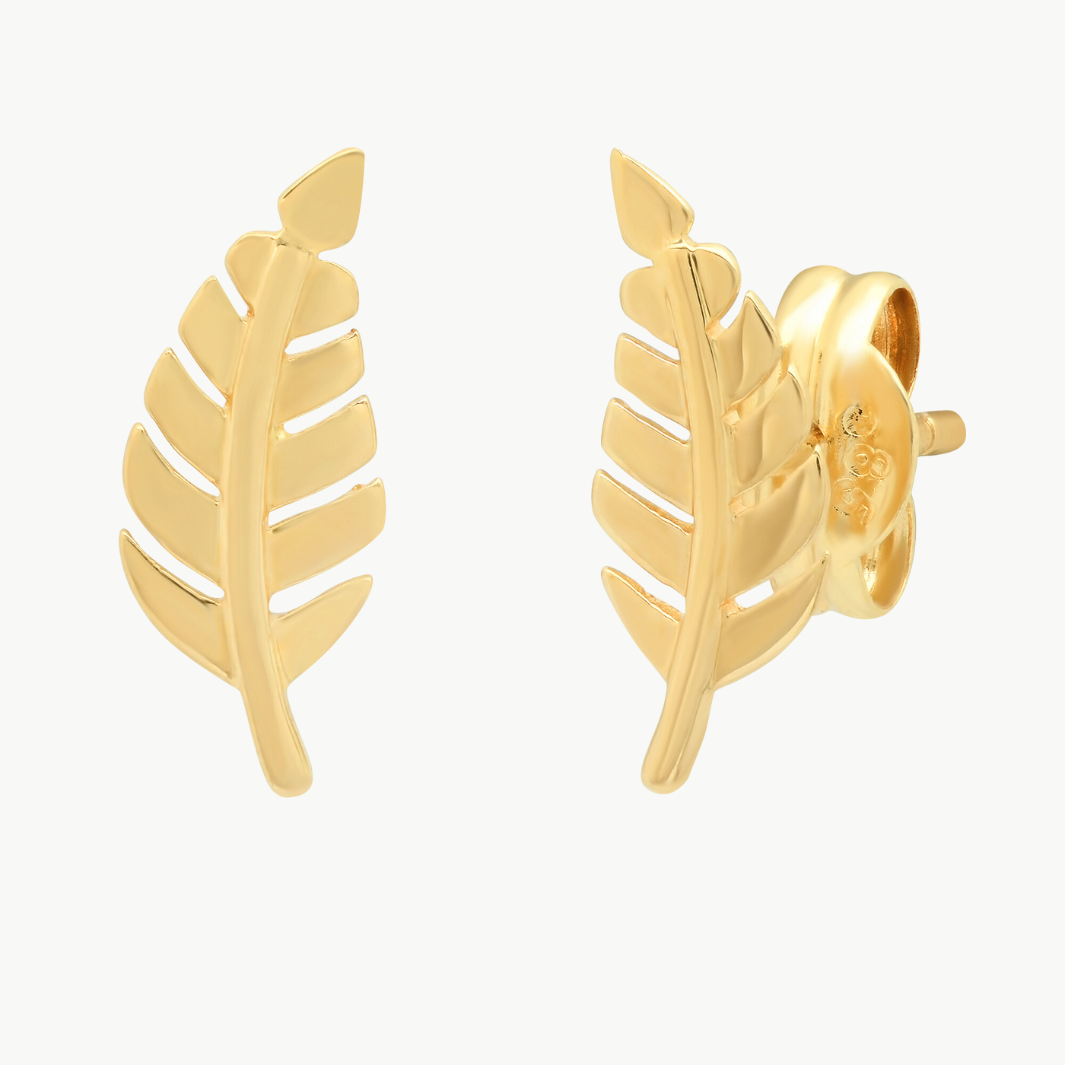 14K GOLD LEAF STUDS IN GOLD by TAI - Romi Boutique