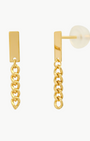 CURB CHAIN LINEAR EARRINGS IN GOLD by TAI - Romi Boutique