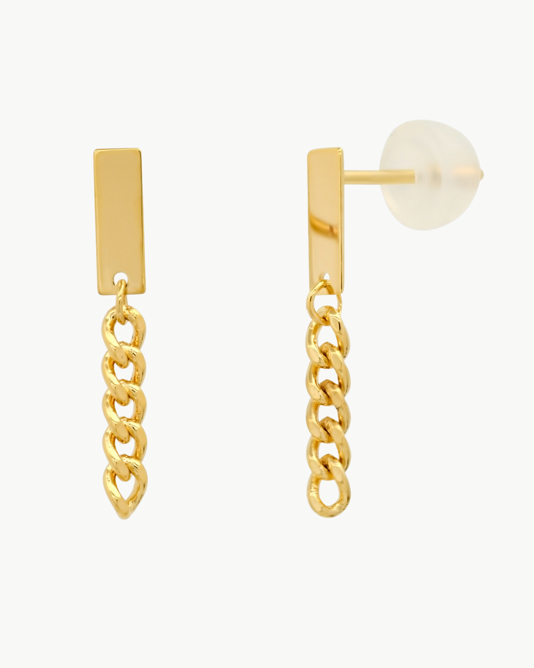 CURB CHAIN LINEAR EARRINGS IN GOLD by TAI - Romi Boutique