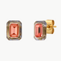 EMERALD CUT GLASS STUD WITH RESIN BEZEL IN GOLD by TAI - Romi Boutique