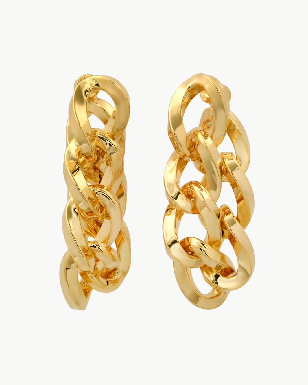 FRONT TO BACK LINK CHAIN EARRINGS IN GOLD by TAI - Romi Boutique