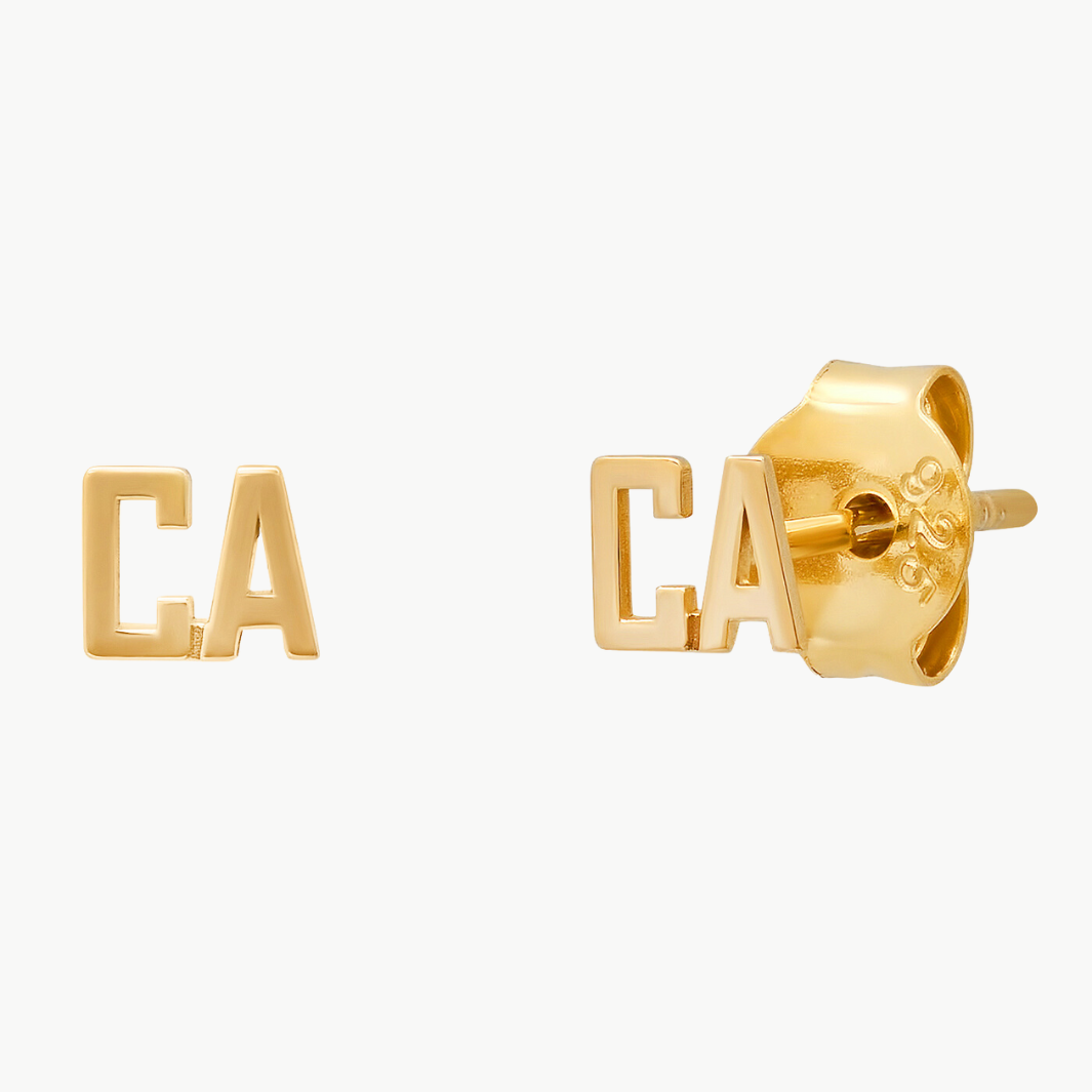 GOLD VERMEIL CA STUDS IN GOLD by TAI - Romi Boutique