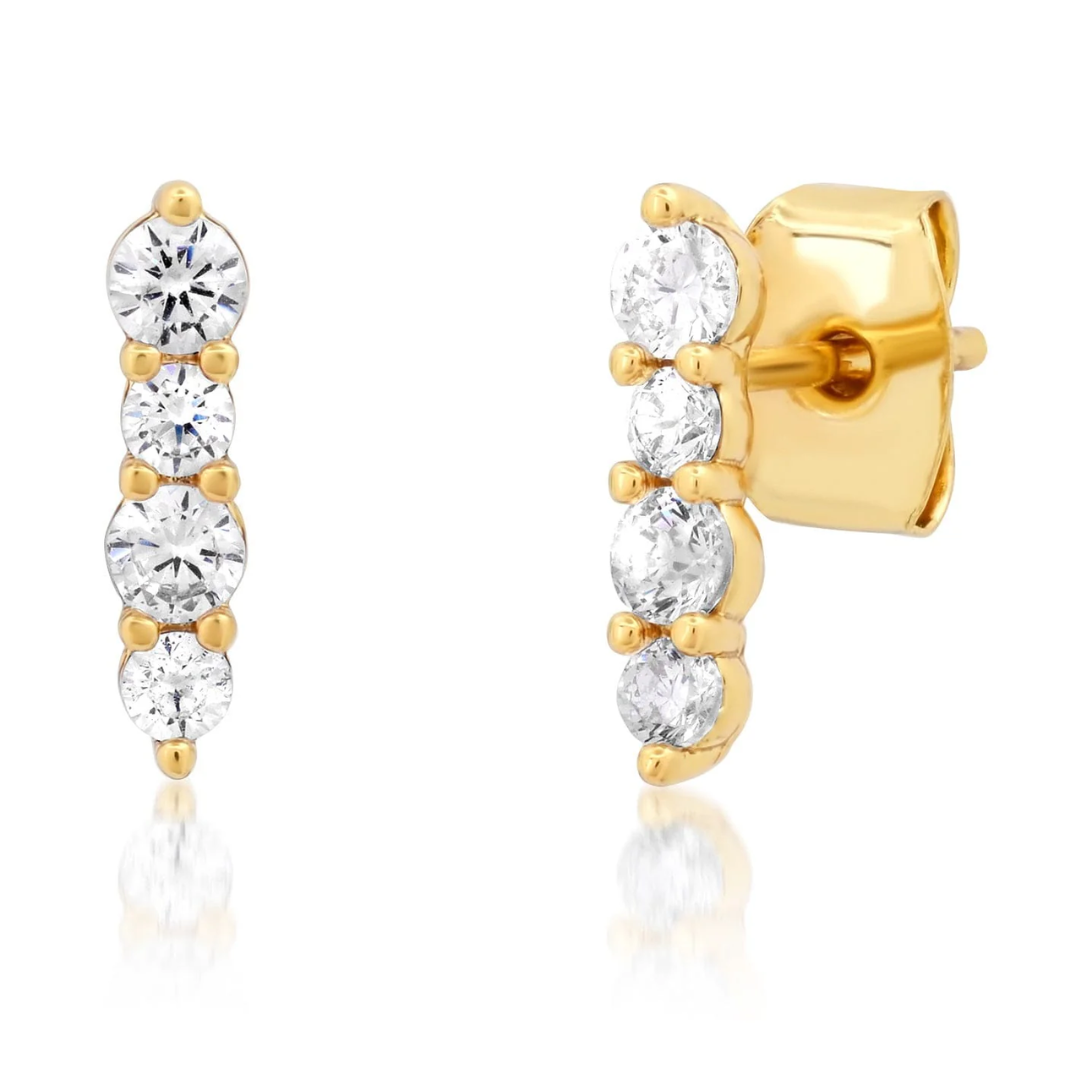 ROUND CZ STICK STUDS IN GOLD by TAI - Romi Boutique