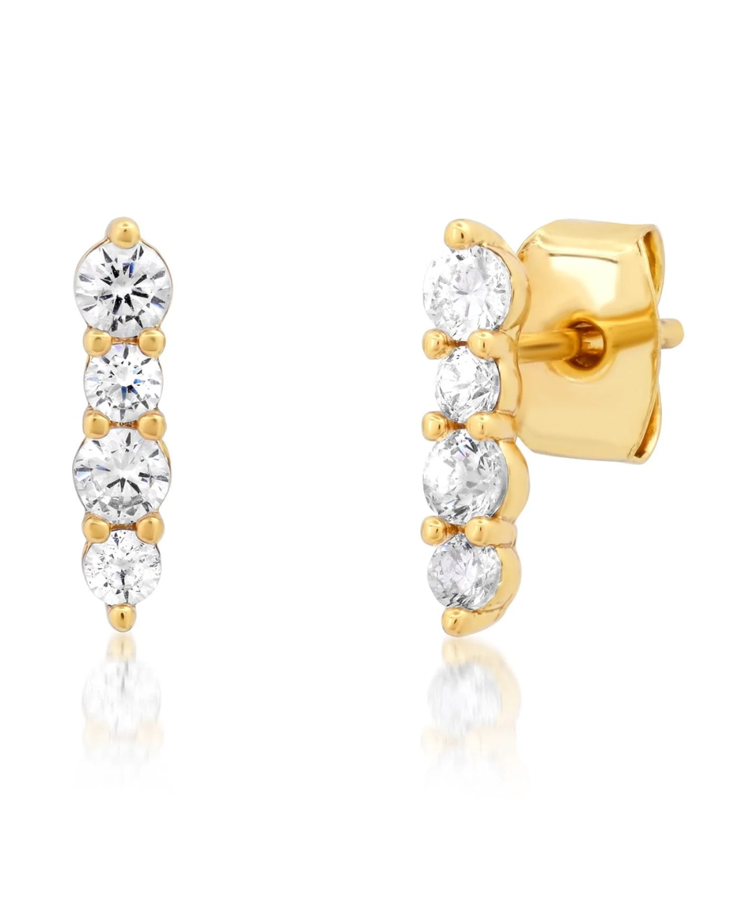 ROUND CZ STICK STUDS IN GOLD by TAI - Romi Boutique
