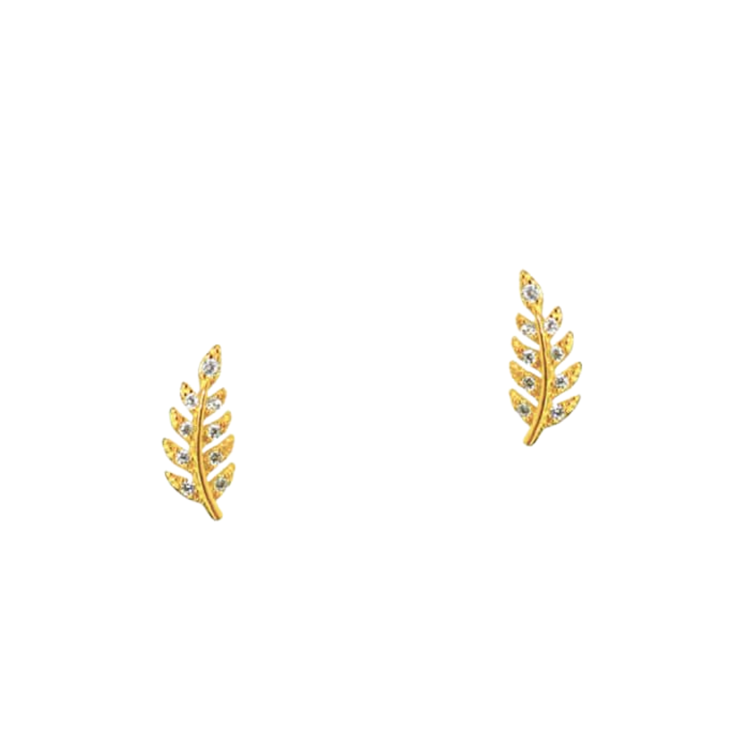 CZ LEAF CRAWLER IN GOLD VERMEIL by TAI - Romi Boutique