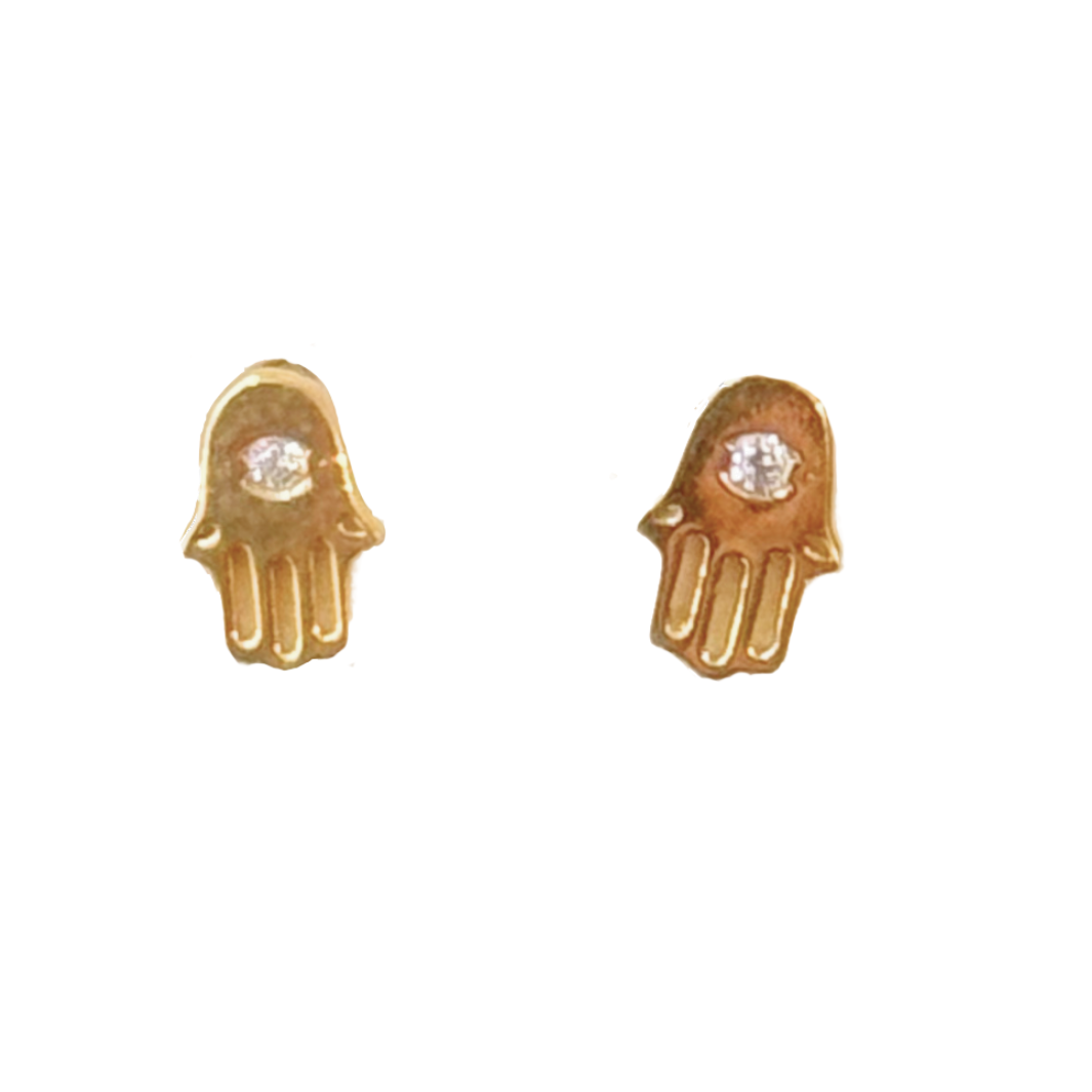 HAMSA WITH CZ CENTER STUDS IN GOLD VERMEIL by TAI - Romi Boutique