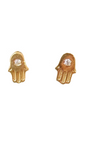 HAMSA WITH CZ CENTER STUDS IN GOLD VERMEIL by TAI - Romi Boutique