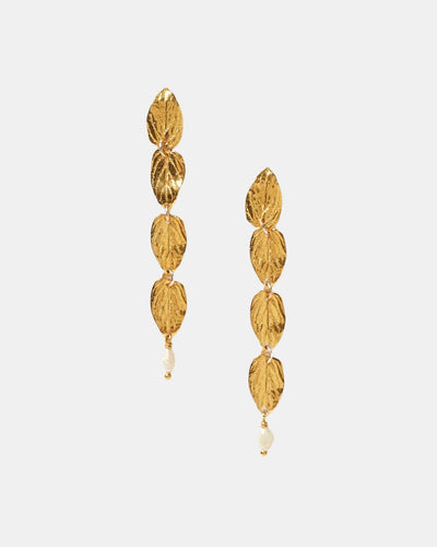 FALLING LEAF TIERED EARRINGS IN WHITE PEARL - Romi Boutique