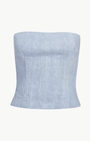JILLIAN BUSTIER TOP IN LIGHT INDIGO by TWP - Romi Boutique