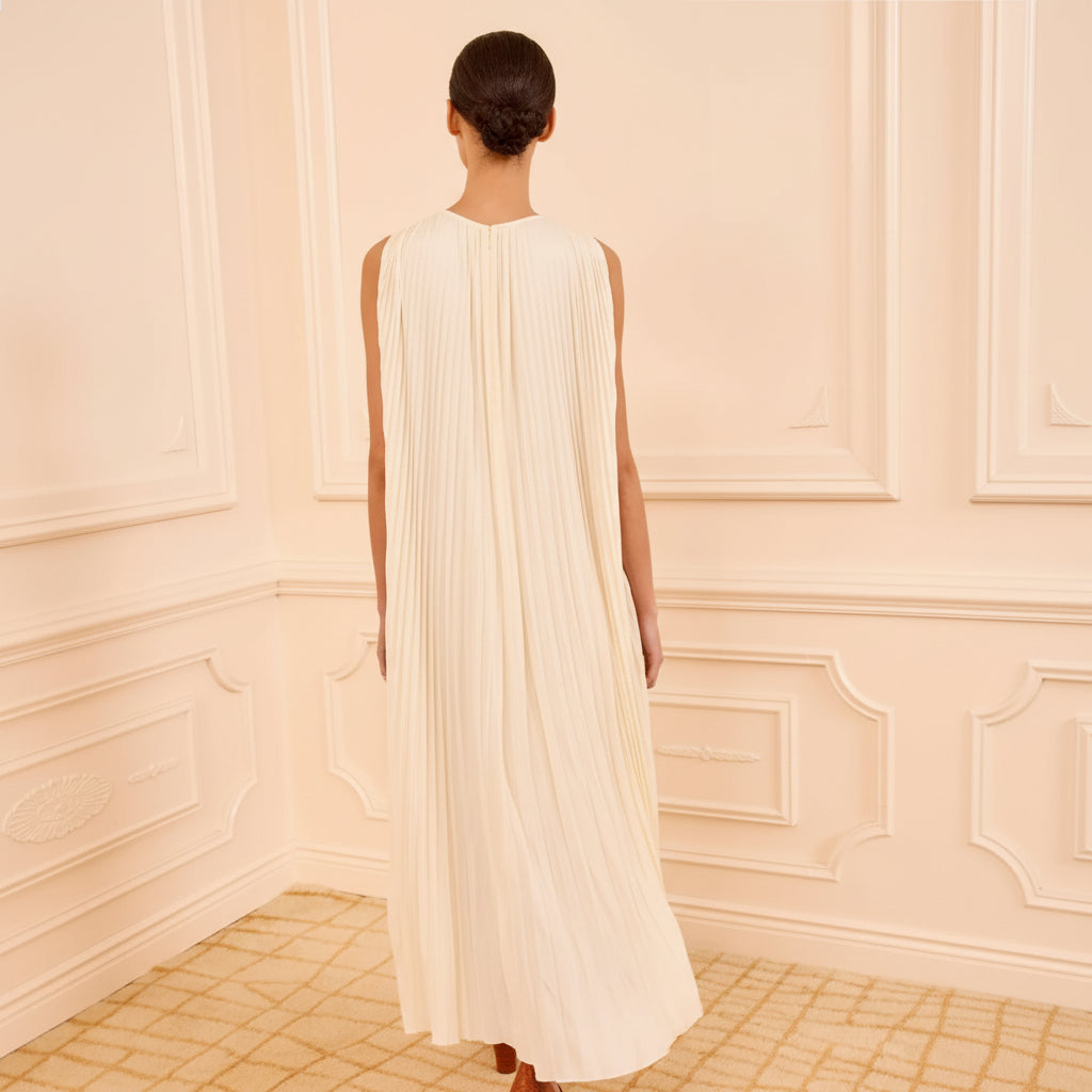 FIANNA PLEATED MIDI DRESS IN COWRIE - Romi Boutique