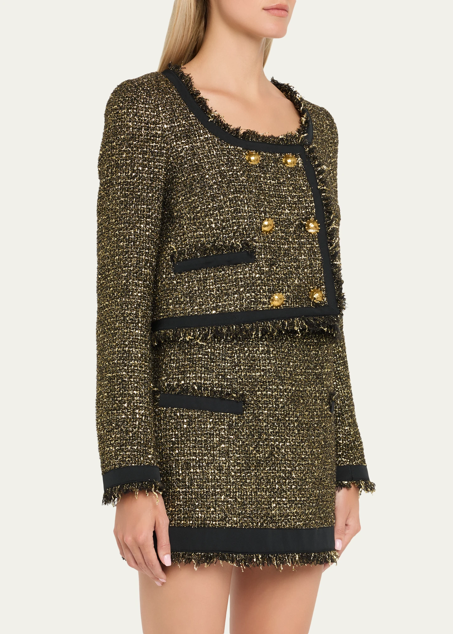 ANISA TWEED U-NECK JACKET IN TAPESTRY - Romi Boutique