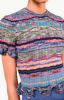 MIYA SHORT SLEEVE KNIT TOP IN AZURITE - Romi Boutique