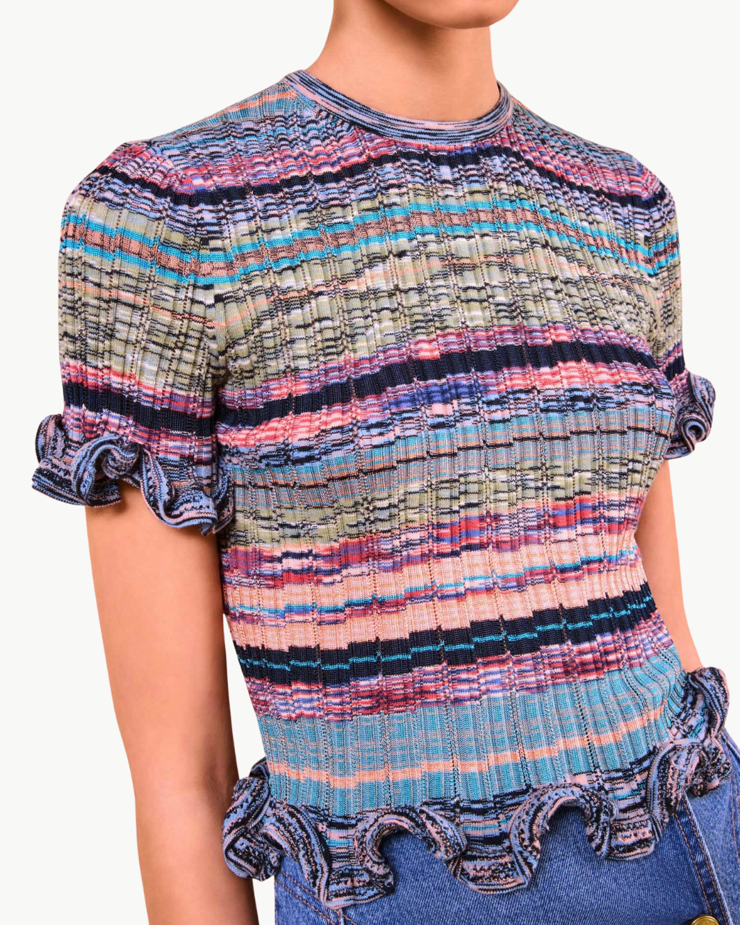 MIYA SHORT SLEEVE KNIT TOP IN AZURITE - Romi Boutique