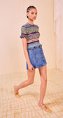 MIYA SHORT SLEEVE KNIT TOP IN AZURITE - Romi Boutique