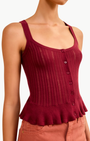 CALLIE KNIT CAMISOLE IN CLARET - Romi Boutique