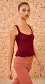 CALLIE KNIT CAMISOLE IN CLARET - Romi Boutique