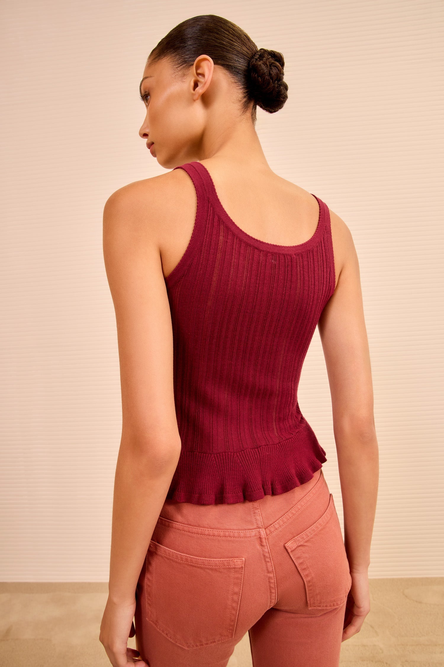 CALLIE KNIT CAMISOLE IN CLARET - Romi Boutique