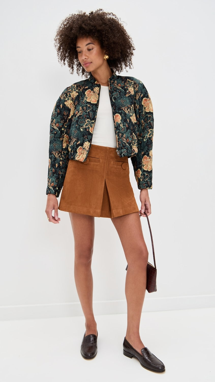 LAVINIA SILK QUILTED BOMBER JACKET IN NUIT
