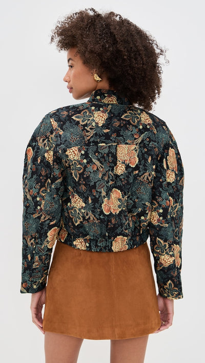 LAVINIA SILK QUILTED BOMBER JACKET IN NUIT
