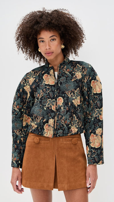 LAVINIA SILK QUILTED BOMBER JACKET IN NUIT
