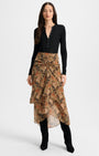 SIRA SILK MIDI SKIRT IN NAVY MULTI - Romi Boutique