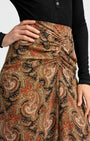 SIRA SILK MIDI SKIRT IN NAVY MULTI - Romi Boutique