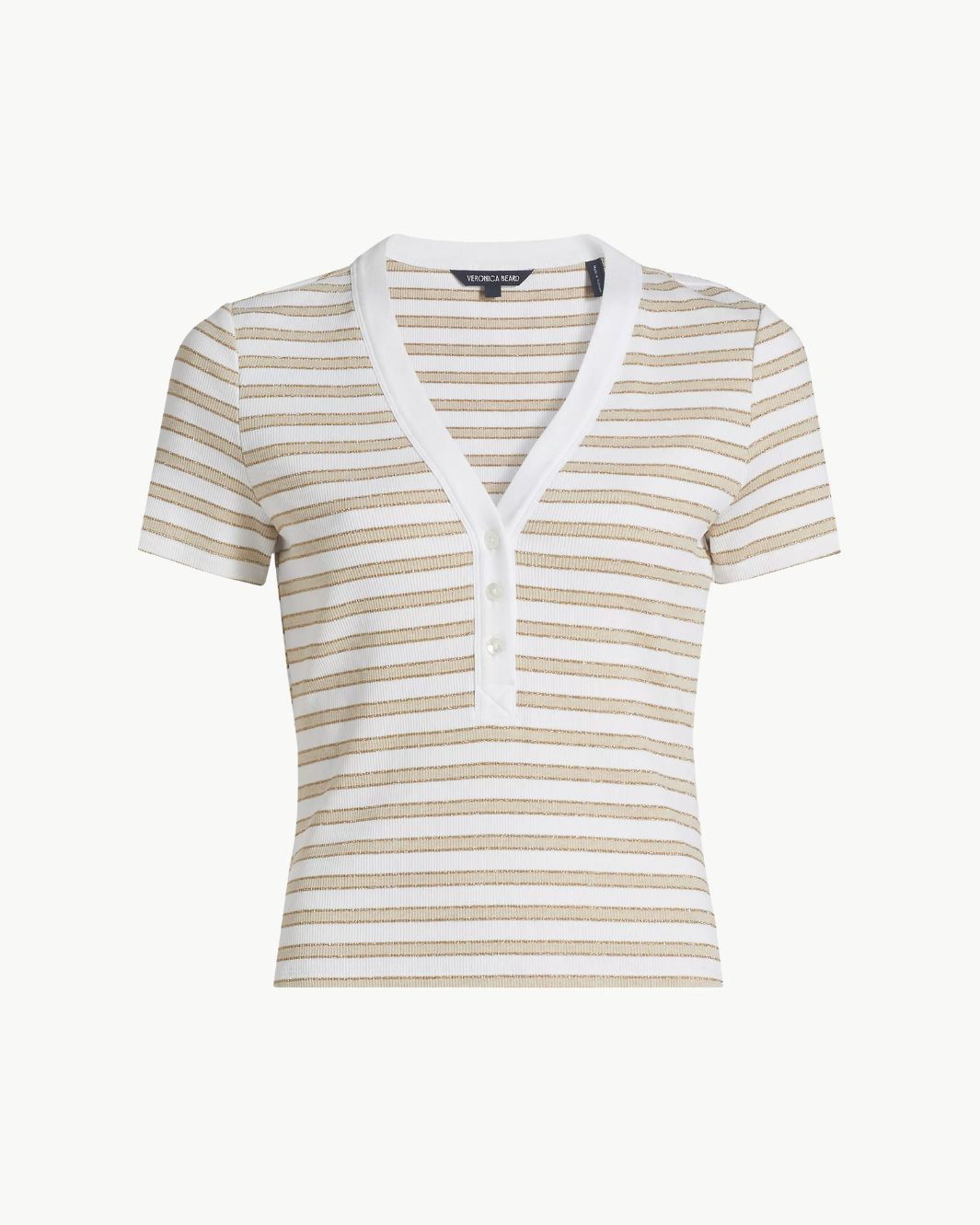 DEKALB RIBBED HENLEY T-SHIRT IN KHAKI/WHITE - Romi Boutique