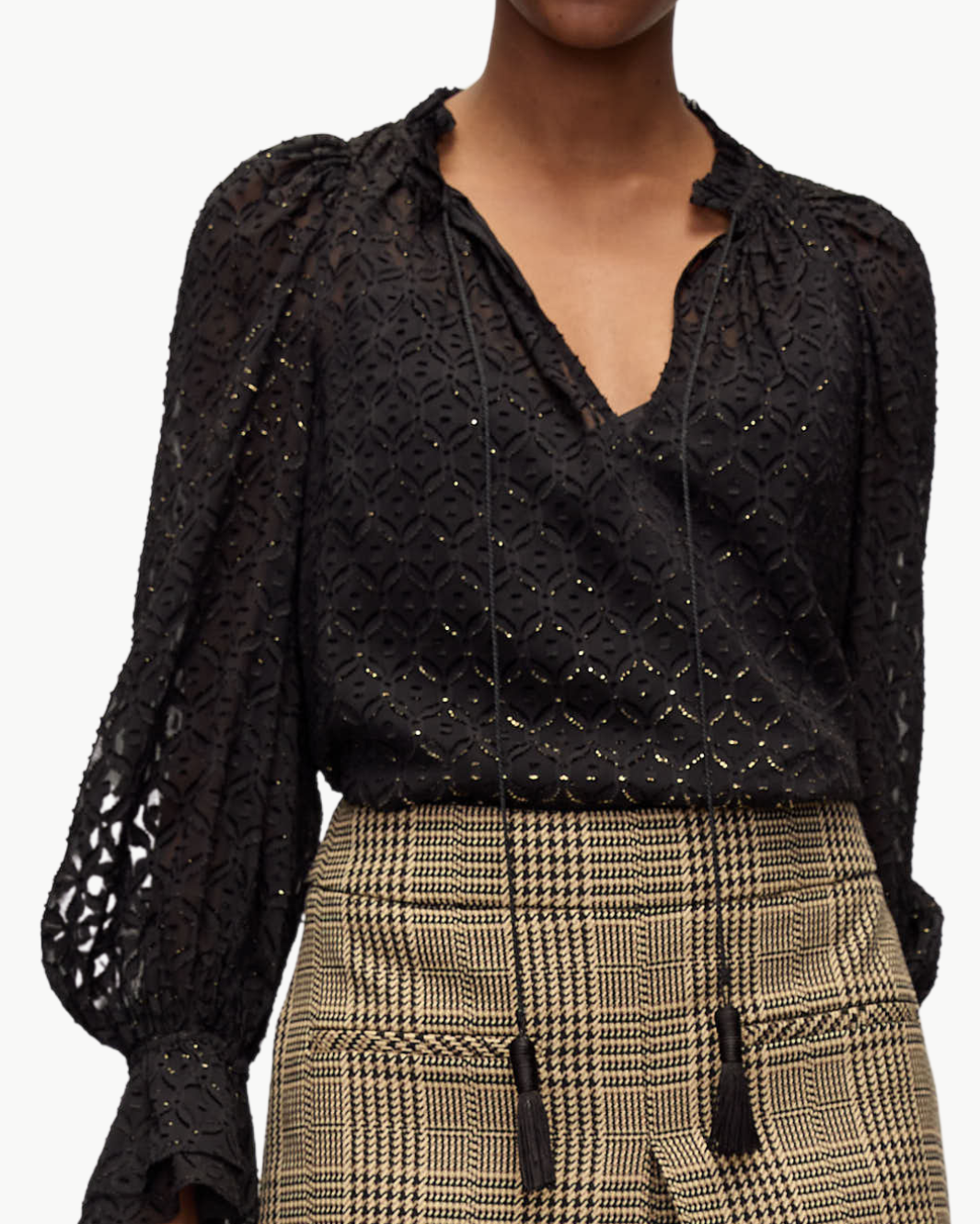 MAXIME BLOUSE IN BLACK/GOLD - Romi Boutique