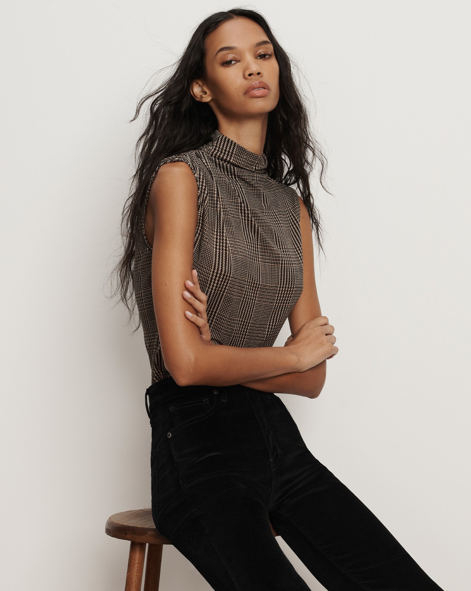 MYLIE SLEEVELESS TOP IN DARK ACORN MULTI - Romi Boutique
