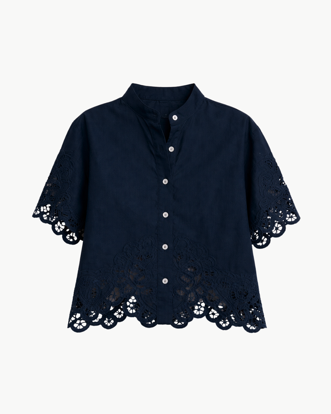 ALECK LACE BUTTON-DOWN SHIRT - Romi Boutique