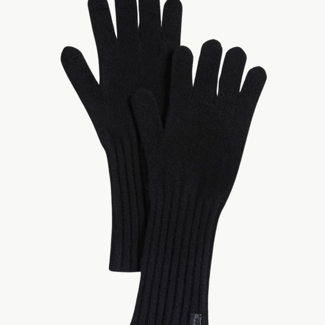 BOILED CASHMERE KNIT GLOVE IN BLACK - Romi Boutique